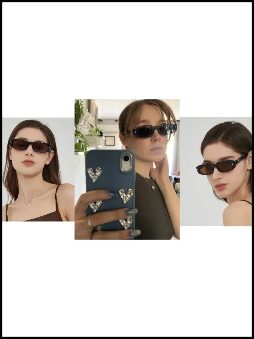 Y2K Retro Rectangle Sunglasses Vintage 90s Narrow Oval Frame UV400